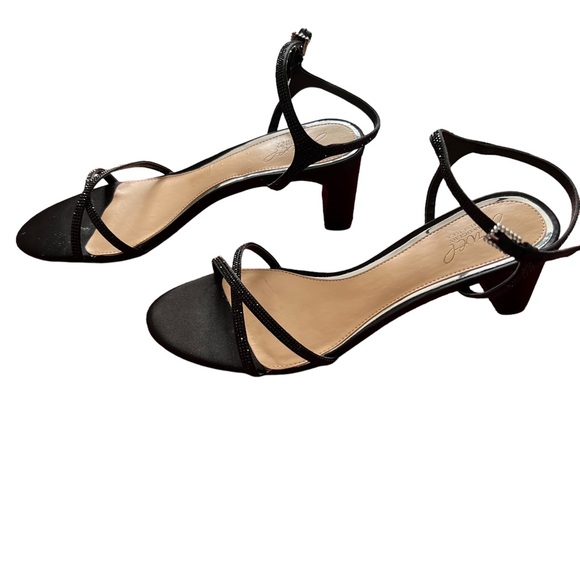 Jewel Badgley Mischka Omari I Sandal in Black Satin Size 10. Worn once - Picture 8 of 9